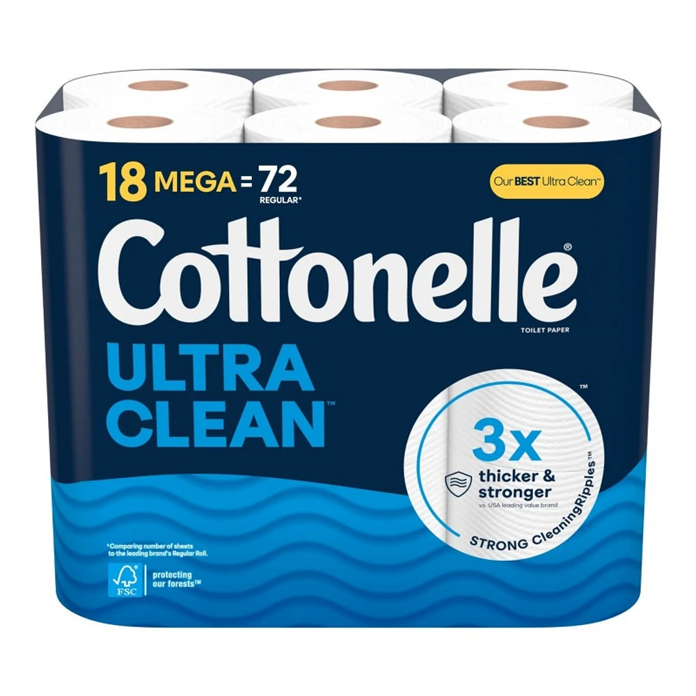 Cottonelle Ultra Clean Mega Toilet Paper - 18 x 284's