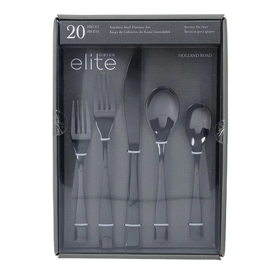 Gibson Elite Holland Road Flatware Set - Black - 20 piece