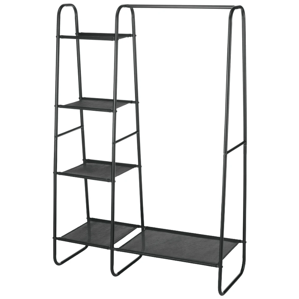 Whitmor Wardrobe with Mesh Shelving - Black