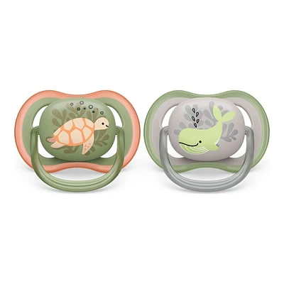 Philips Avent Ultra Air Pacifier Set - 6-18 Months - Orange Turtle / Green Whale - 2 pack