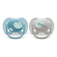 Philips Avent Ultra Soft Pacifier Set - 6-18 Months - Blue Dove/Silver Leaf - 2 pack