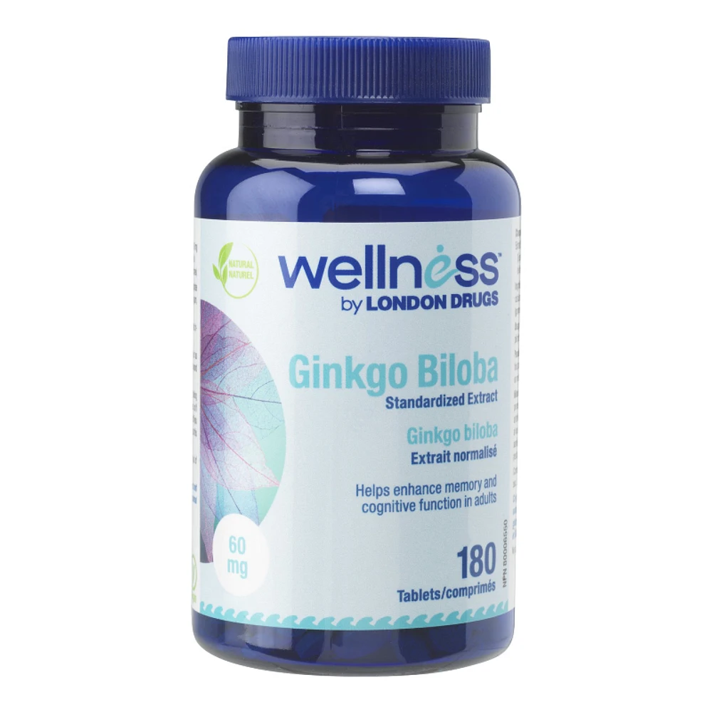 Wellness Standartized Extract Ginkgo Biloba Herbal Supplement - 60 mg - 180's