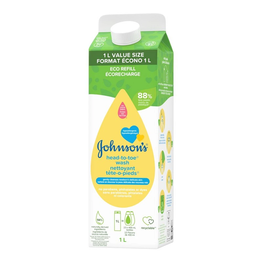 Johnson's Head-To-Toe Baby Body/Hair Wash Refill - 1L