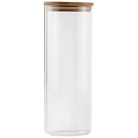 Safdie & Co. Glass Jar with Bamboo Lid - Clear