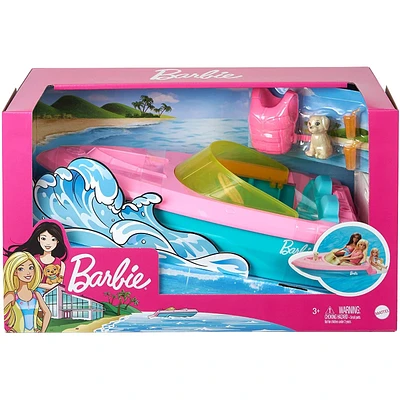 Barbie Doll and Boat Playset with Pet Puppy