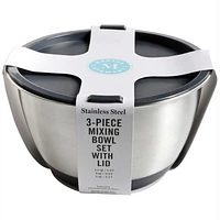 Martha Stewart Stainless Steel Mixing Bowl Set with Lid - Grey - 3 piece