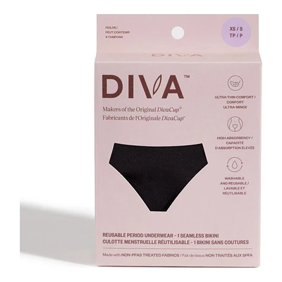 DIVA Bikini Period Underwear - Extra Small/Small - Black