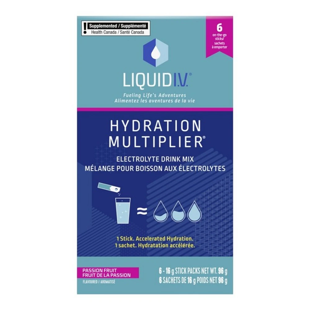 Liquid I.V. Hydration Multiplier Electrolyte Drink Mix Stick Packs - Passion Fruit - 6's