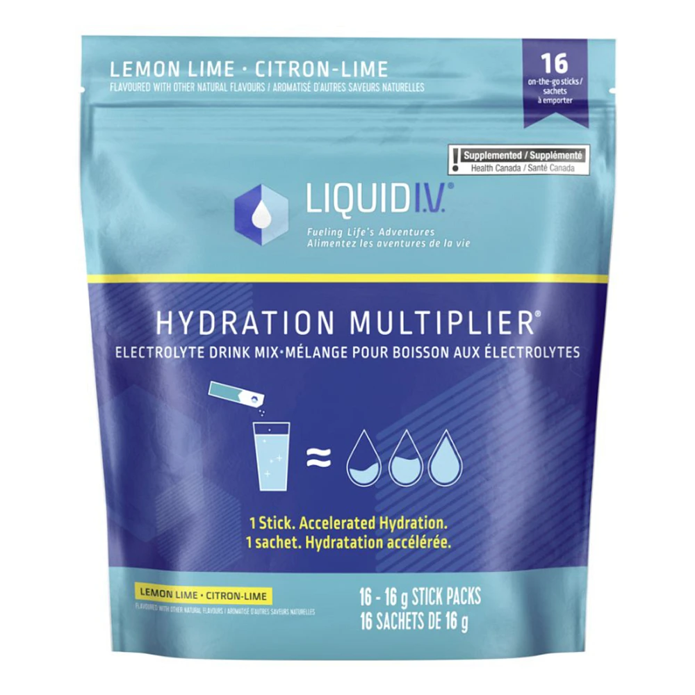 Liquid I.V. Hydration Multiplier Electrolyte Drink Mix Stick Packs - Lemon Lime - 16's