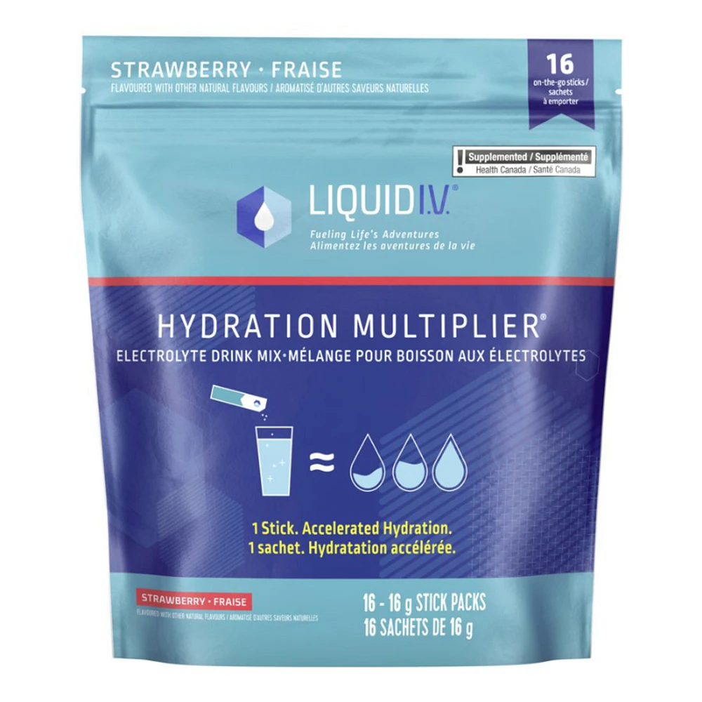 Liquid I.V. Hydration Multiplier Electrolyte Drink Mix Stick Packs - Strawberry - 16's