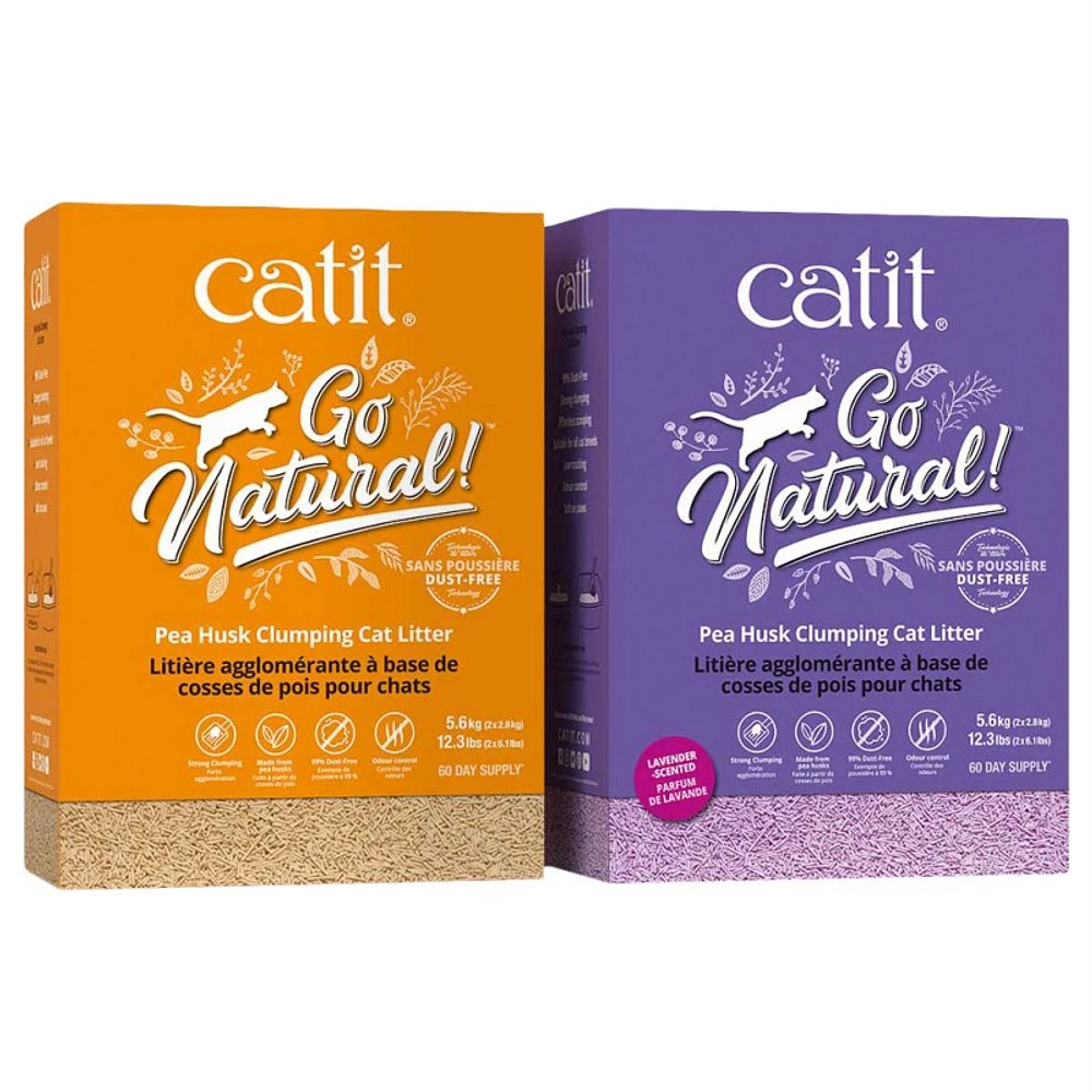 Catit Go Natural Pea Husk Clumping Cat Litter - Lavender Scented - 5.6kg