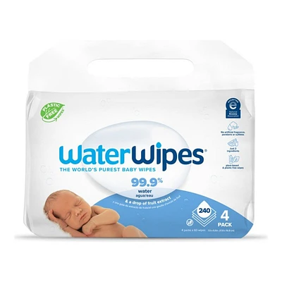 WaterWipes Original Baby Cleaning Wipes - 4 x 60's