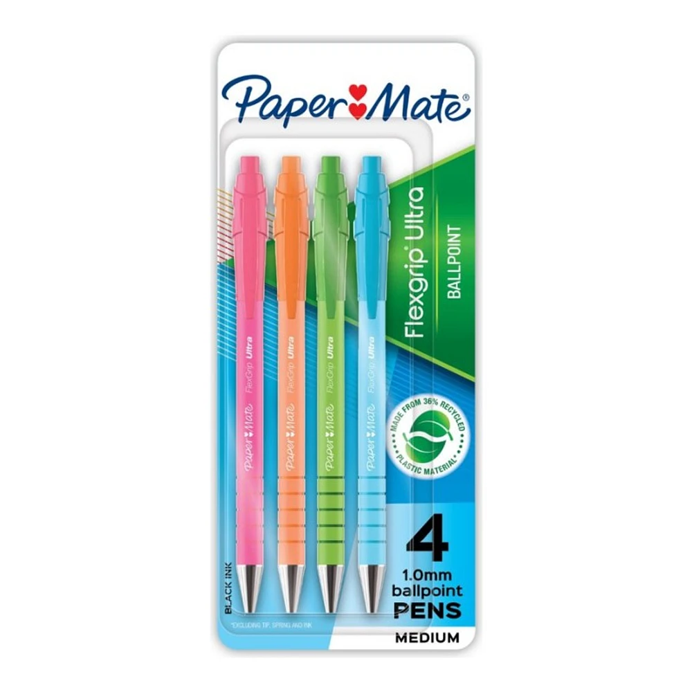 Paper Mate FlexGrip Ballpoint Pen Set - Black - 4 piece