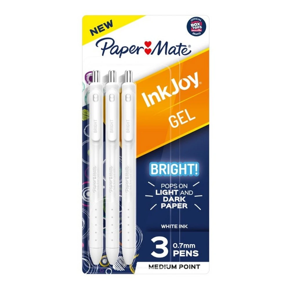 Paper Mate InkJoy Bright! Rollerball Pen Set - White - 3 piece