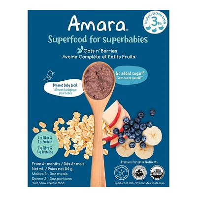 Amara Organic Baby Food - Oats n' Berries - 3's