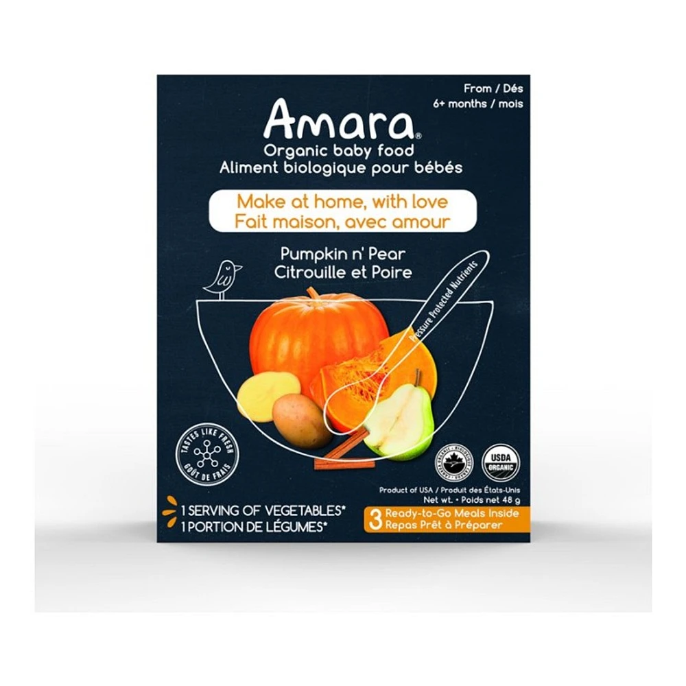 Amara Organic Baby Food - Pumpkin n' Pear - 3's