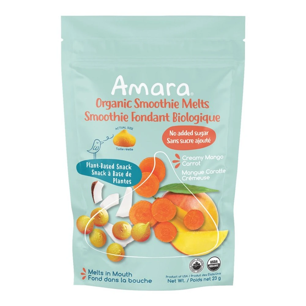 Amara Organic Smoothie Melts Snack - Creamy Mango Carrot - 23g