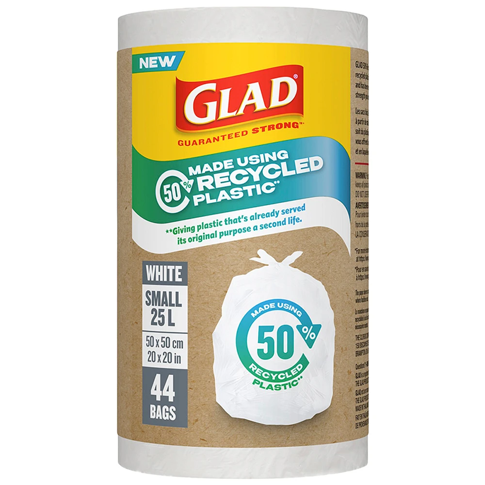 GLAD Trash Bags - Small - White - 25L/44s