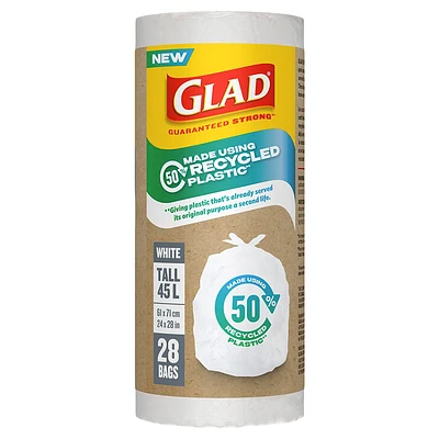 GLAD Trash Bags - Tall - White - 45L/28s