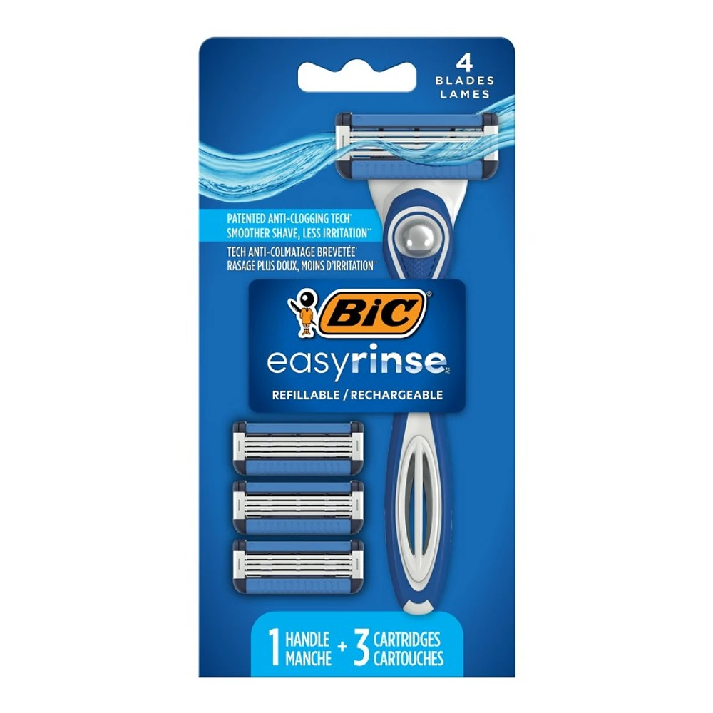 BIC easyrinse Men's Refillable Razor - 4 blades - 4's