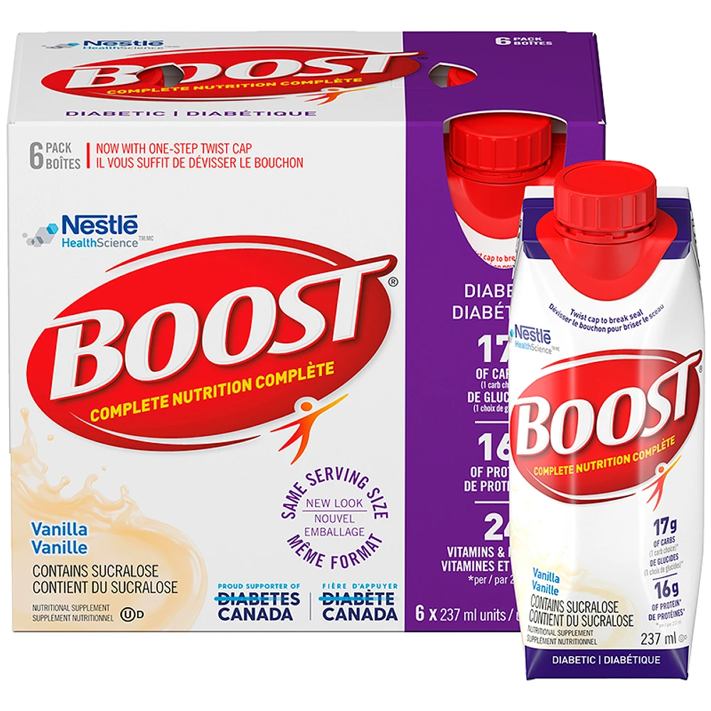 BOOST Diabetic Nutritional Supplement - Vanilla - 6x237ml