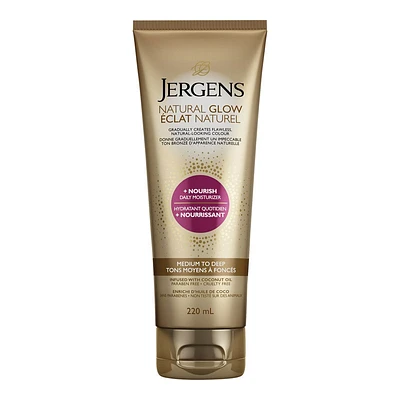 Jergens Natural Glow + Nourish Daily Moisturiser - Medium to Deep - 220ml