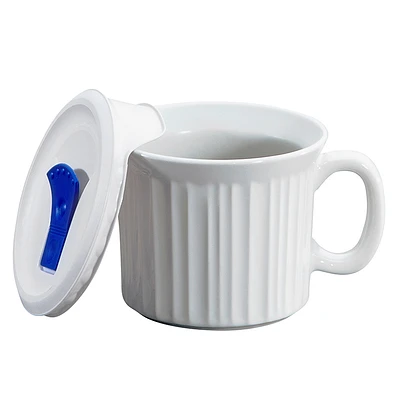 CorningWare French White Meal Mug with Vented Lid - White - 20oz