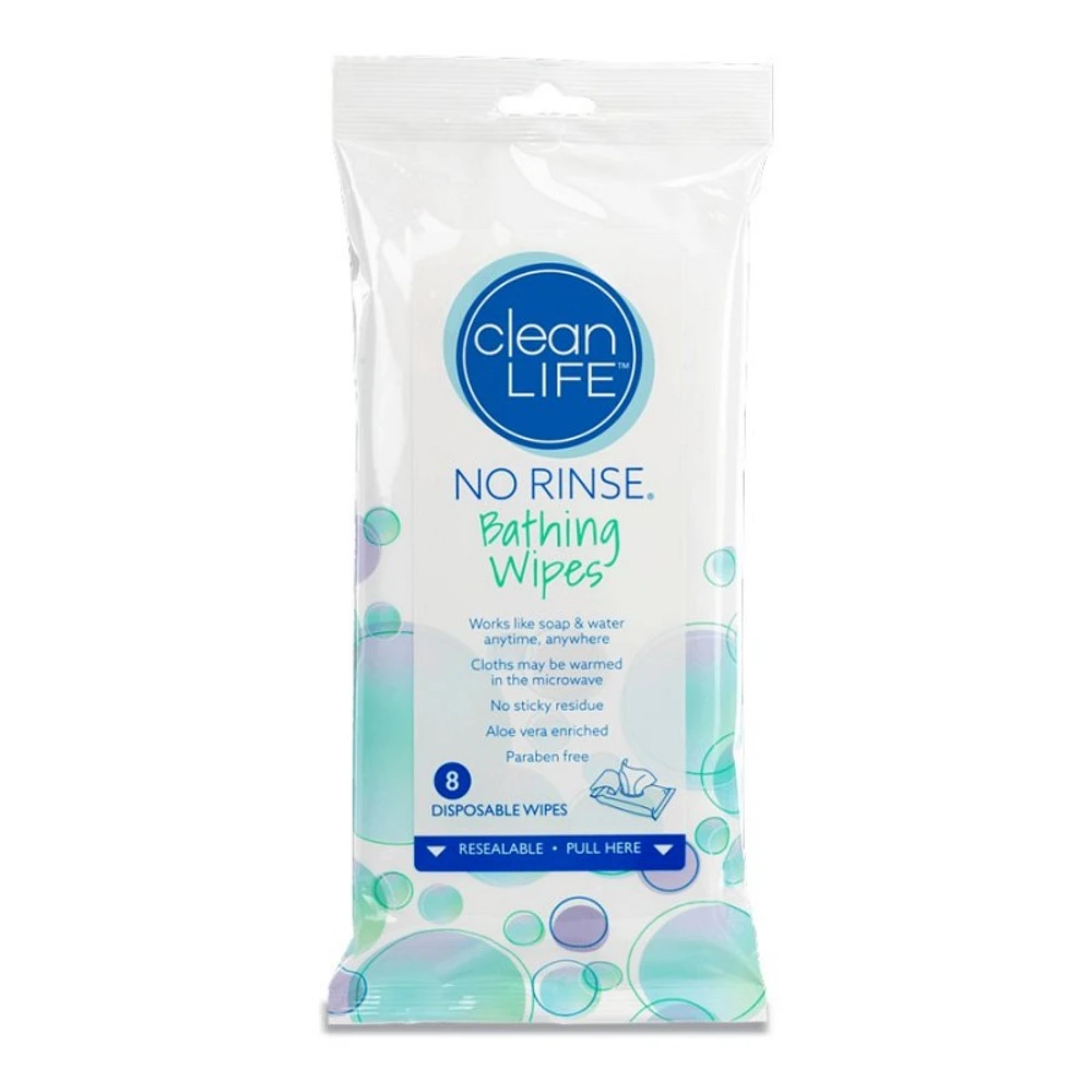 CleanLife NO RINSE Cleaning Wipes - 8's