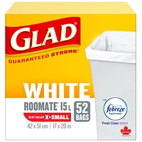 Glad White Garbage Bags with Freshscent - X-Small - 15L/52s