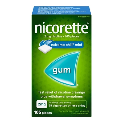 NICORETTE Nicotine Gums - 2mg - Extreme Chill Mint - 105's