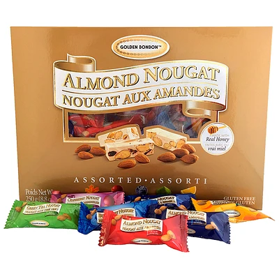 Golden Bonbon Almond Nougat Chocolate Box - Assorted - 250g