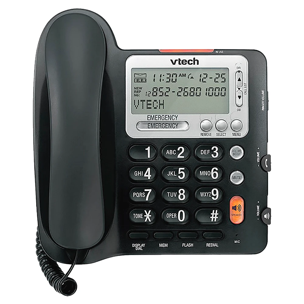 VTech Corded Big Button Phone With Caller ID/Call Waiting - Black - CD1281