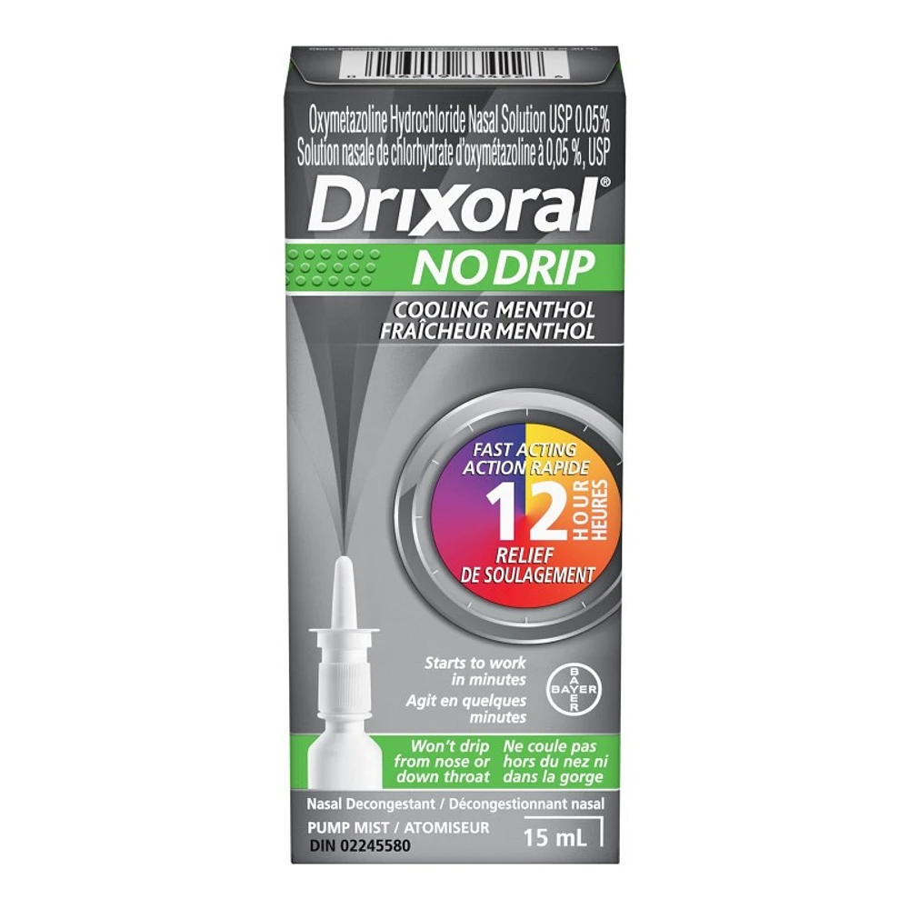 Drixoral No Drip Cooling Menthol Nasal Decongestant Spray - 15ml