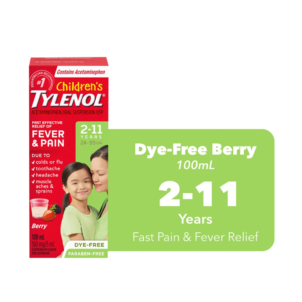 Tylenol* Children's Suspension Liquid - Dye Free Berry - 100ml