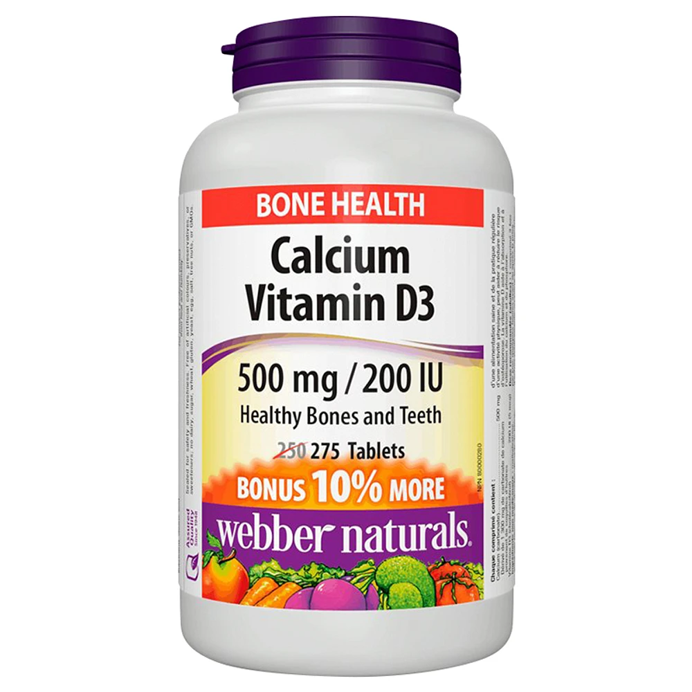 Webber Naturals Calcium Vitamin D3 - 500mg/200IU - 250s