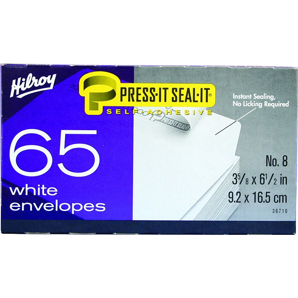 Hilroy Press-It Seal-It No.8 Boxed Envelopes - 65 Pack