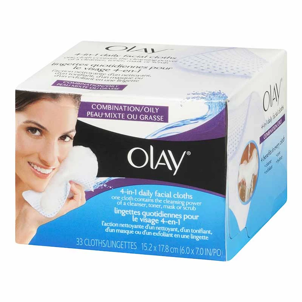 Olay 2-in-1 Daily Facial Cloths for Combination/Oily Skin - 33s