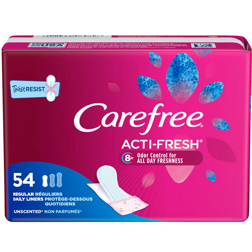 Carefree Body Shape Acti-Fresh Regular Pantiliner - Unscented - 54s