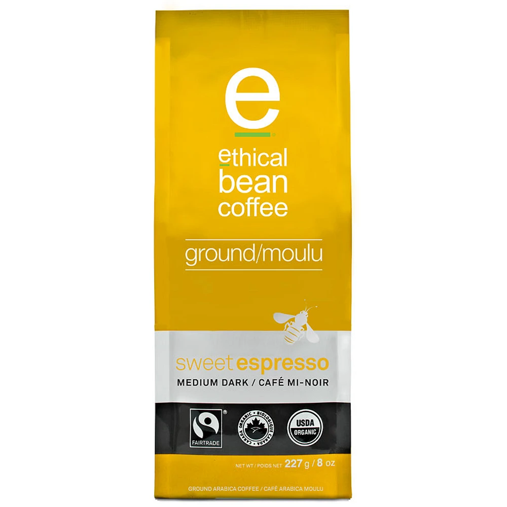 Ethical Bean Coffee - Sweet Espresso Medium Dark - Ground Coffee - 227g