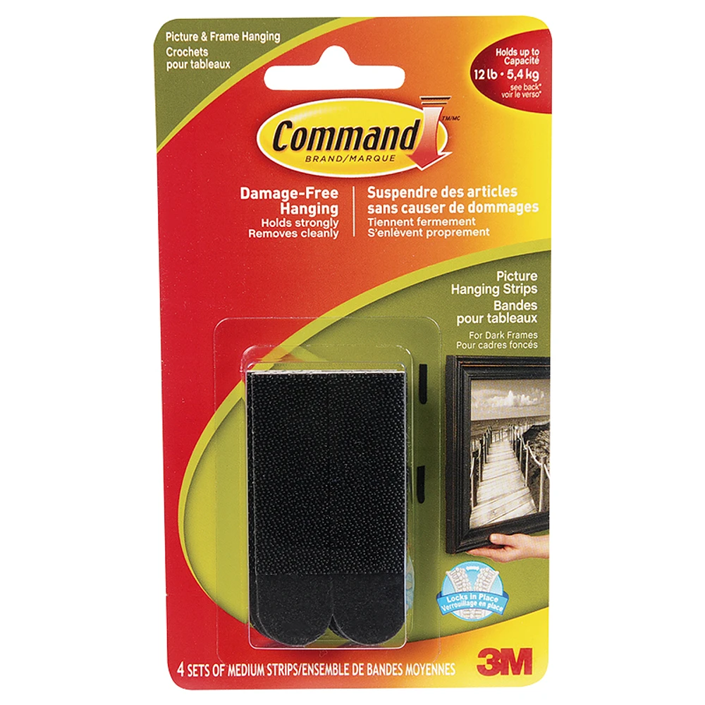 Command Medium Picture Hanging Strips - Black - 4 sets