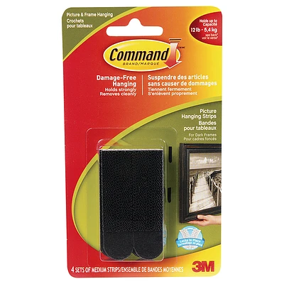 Command Medium Picture Hanging Strips - Black - 4 sets