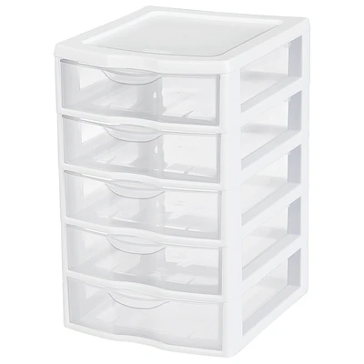 Sterilite Small 5 Drawer Unit - White