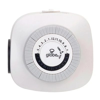 Globe Indoor Mechanical Indoor Timer - White