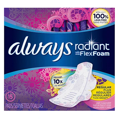 Always Radiant Pads - Regular - 15s