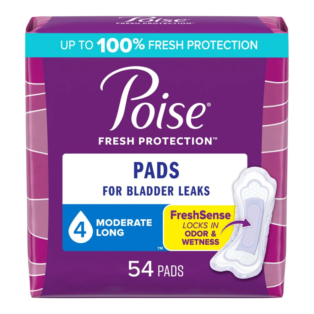 Poise Incontinence Pads - Moderate Absorbency - Long - 54 Count