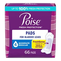 Poise Incontinence Pads - Moderate Absorbency - Regular - 66 Count