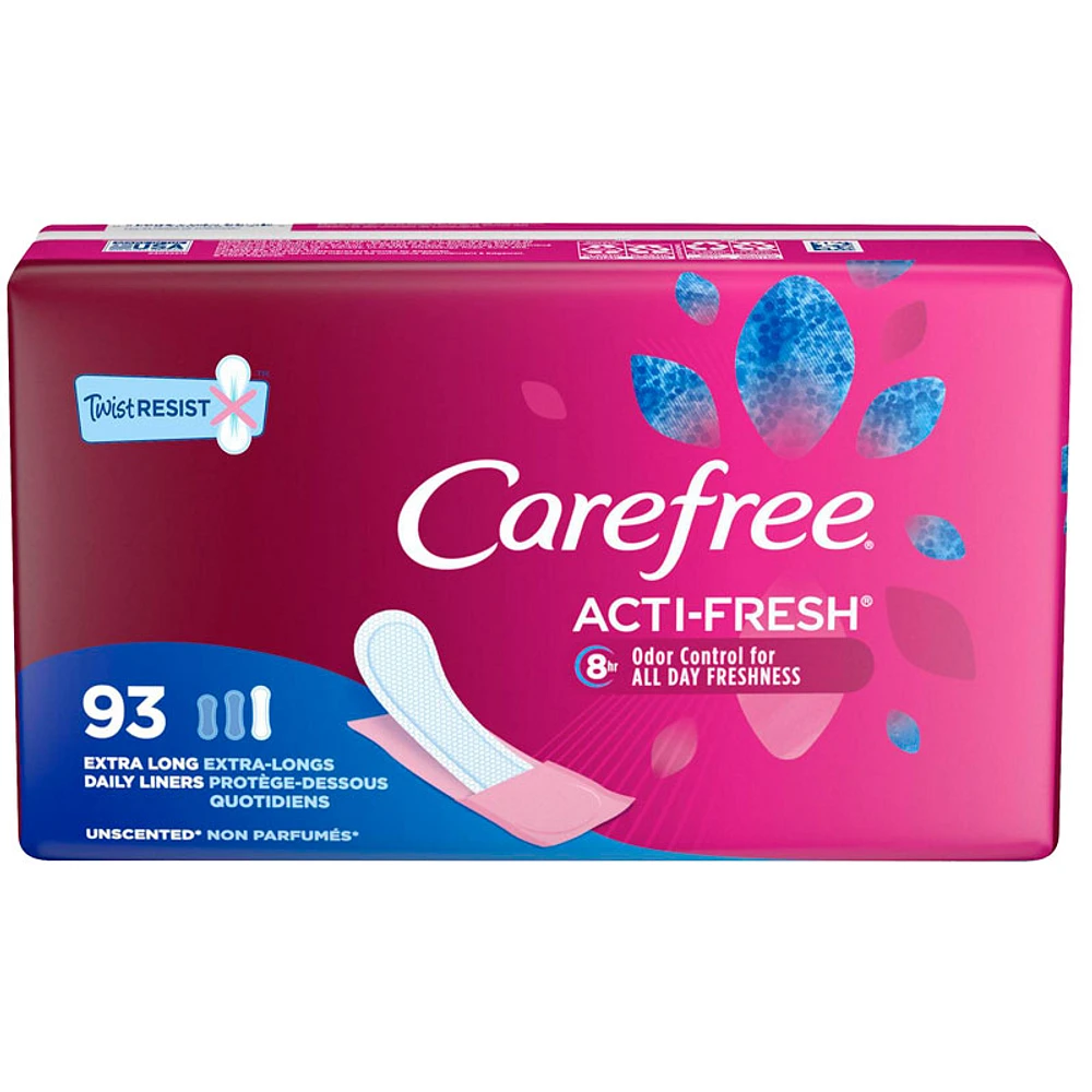 Carefree Acti-Fresh Body Shape Pantyliners - Extra Long - 93s