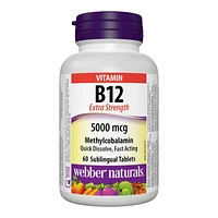 Webber Naturals Extra Strength Vitamin B12 Sublingual Tablets - 5000mcg - 60s