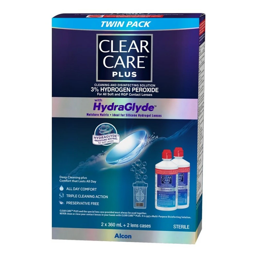 Clear Care Plus HydraGlyde Solution - 2 x 360ml