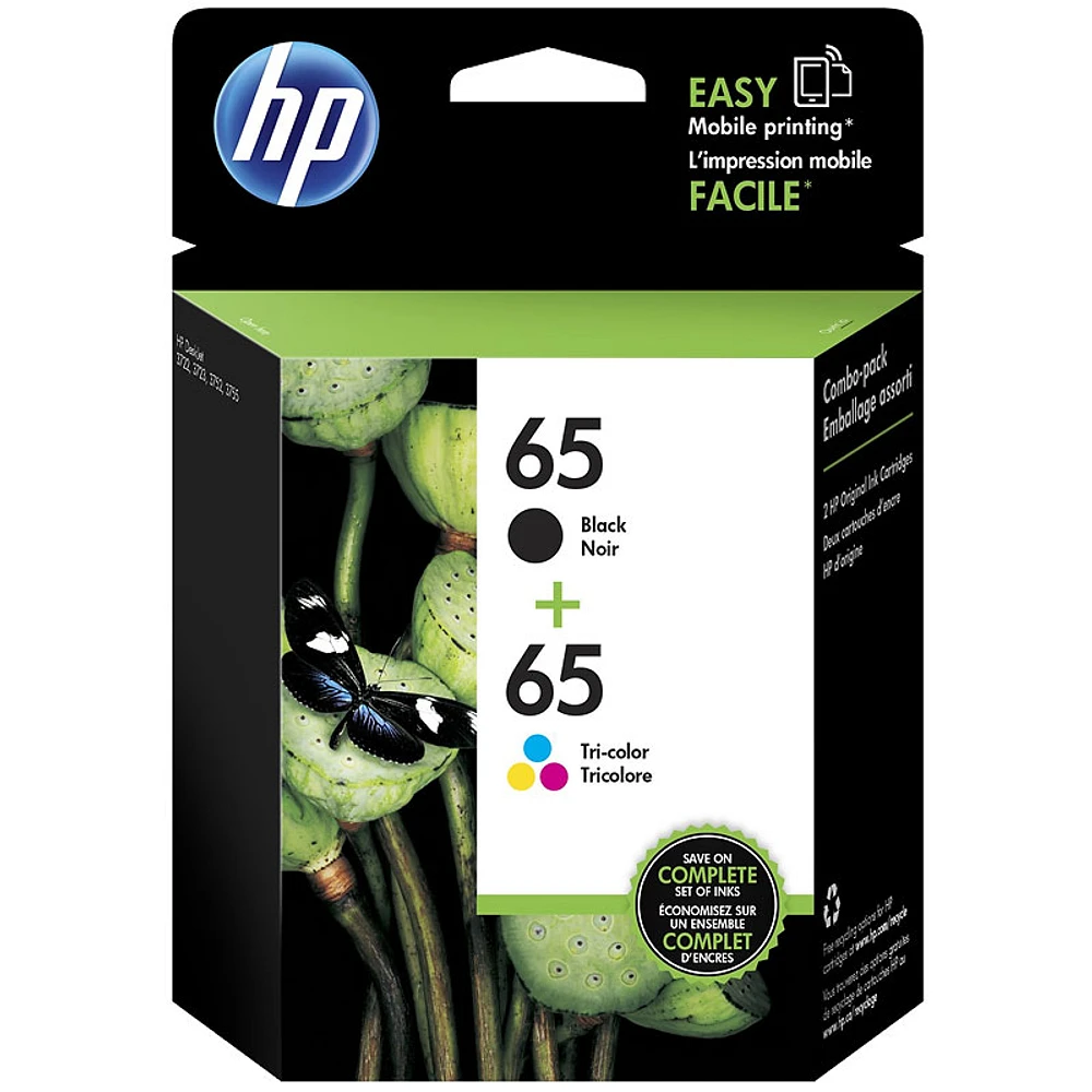 HP 65 2-Pack Ink Cartridge - Black/Tri Colour - T0A36AN#140